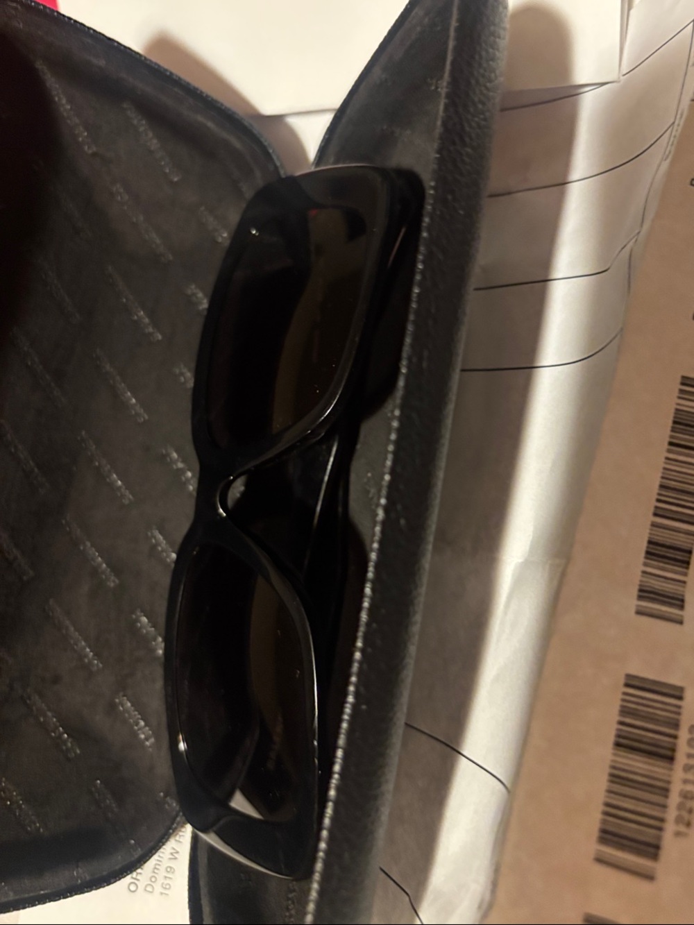 Balenciaga Black Rectangular Men's Sunglasses with Hard Case